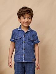 Boys Textured Button Up Shirt - Driftwood Bay