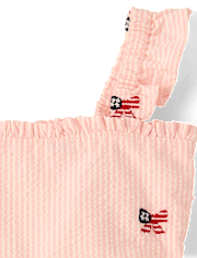 Baby Girls Embroidered Flag Seersucker Tiered Dress - Nantucket Charm