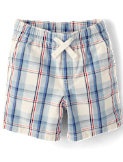 Boys Plaid Poplin Pull On Shorts - Nantucket Charm