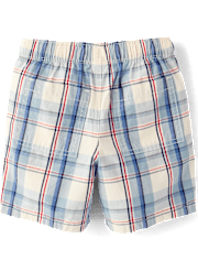 Boys Plaid Poplin Pull On Shorts - Nantucket Charm