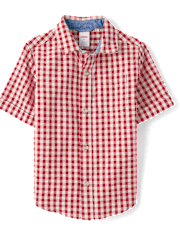 Boys Gingham Seersucker Button Up Shirt - Nantucket Charm