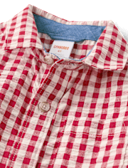 Boys Gingham Seersucker Button Up Shirt - Nantucket Charm