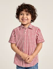 Boys Gingham Seersucker Button Up Shirt - Nantucket Charm