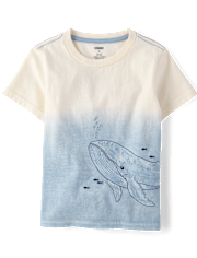 Boys Dip Dye Embroidered Whale Top - Driftwood Bay