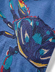 Boys Embroidered Crab Top - Driftwood Bay