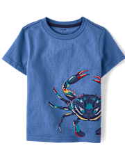 Boys Embroidered Crab Top - Driftwood Bay