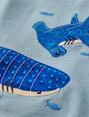 Boys Embroidered Shark Top - Driftwood Bay