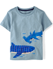 Boys Embroidered Shark Top - Driftwood Bay