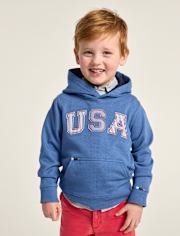 Kids Applique USA French Terry Hoodie - Nantucket Charm