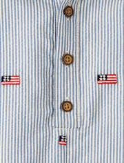 Baby Boys Embroidered Flag Seersucker Romper - Nantucket Charm