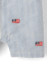 Baby Boys Embroidered Flag Seersucker Romper - Nantucket Charm