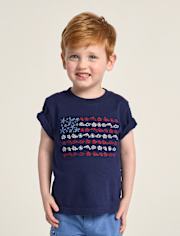 Boys Embroidered Sea Creature Flag Top - Nantucket Charm