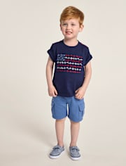 Kids French Terry Pull On Cargo Shorts - Nantucket Charm