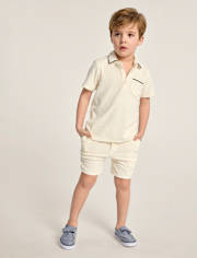 Boys Contrast Terry Pull On Shorts - Nantucket Charm