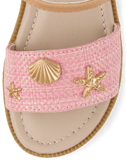 Girls Starfish Raffia Sandals - Driftwood Bay