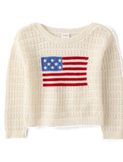 Girls Crochet Flag Sweater - Nantucket Charm