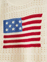 Girls Crochet Flag Sweater - Nantucket Charm