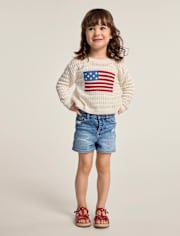 Girls Crochet Flag Sweater - Nantucket Charm