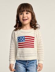 Girls Crochet Flag Sweater - Nantucket Charm