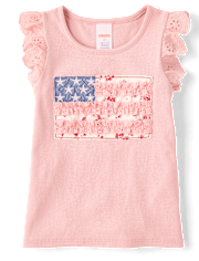 Girls Applique Embroidered Americana Top - Nantucket Charm