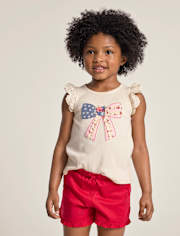Girls Applique Embroidered Americana Top - Nantucket Charm