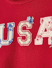 Girls Applique Embroidered Americana Top - Nantucket Charm
