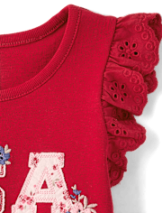 Girls Applique Embroidered Americana Top - Nantucket Charm