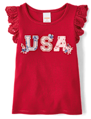 Girls Applique Embroidered Americana Top - Nantucket Charm