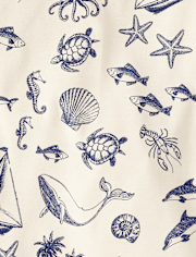 Boys Coastal Toile Snug Fit Cotton Henley Pajamas - Gymmies