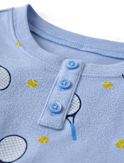 Boys Tennis Snug Fit Cotton Henley Pajamas - Gymmies