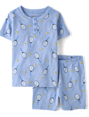 Boys Tennis Snug Fit Cotton Henley Pajamas - Gymmies