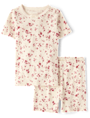 Girls Floral Snug Fit Pointelle Pajamas - Gymmies