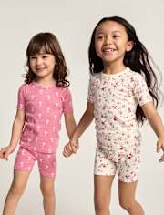 Girls Floral Snug Fit Pointelle Pajamas - Gymmies