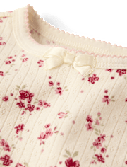Girls Floral Snug Fit Pointelle Pajamas - Gymmies