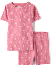 Girls Bow Snug Fit Pointelle Pajamas - Gymmies