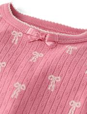 Girls Bow Snug Fit Pointelle Pajamas - Gymmies