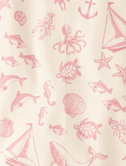 Girls Coastal Toile Snug Fit Cotton Henley Pajamas - Gymmies