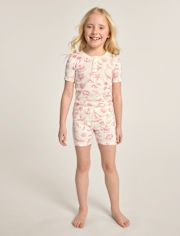 Girls Coastal Toile Snug Fit Cotton Henley Pajamas - Gymmies