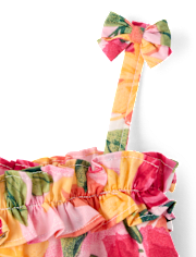 Baby Girls Floral Tassel Bow Shoulder Dress - Amalfi Coast