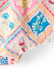 Baby Girls Tile Bow Shoulder Bubble Romper - Amalfi Coast
