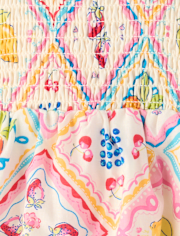 Baby Girls Tile Bow Shoulder Bubble Romper - Amalfi Coast