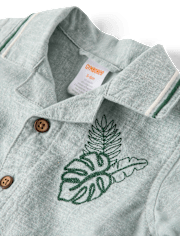 Baby Boys Embroidered  Tropical Leaf Linen-Blend 2-Piece Outfit Set - Amalfi Coast