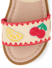 Girls Embroidered Fruit Sandals - Amalfi Coast