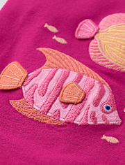 Girls Embroidered Flutter Top - Amalfi Coast