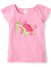 Girls Embroidered Flutter Top - Amalfi Coast