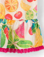 Girls Fruit Tassel Ruffle Skort - Amalfi Coast
