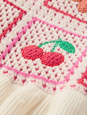 Girls Crochet Applique Fruit Peplum Tank Top - Amalfi Coast