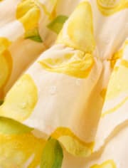 Girls Lemon Clip Dot Ruffle V-Hem Skort - Amalfi Coast