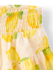 Girls Lemon Clip Dot Ruffle V-Hem Skort - Amalfi Coast