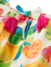 Girls Fruit Tassel Cold Shoulder Top - Amalfi Coast